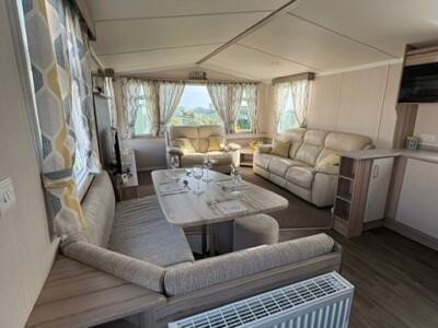 Modern caravan ceiling lights and fixtures - contemporary design in Sands of Luce accommodation