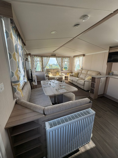 Modern caravan ceiling lights and fixtures - contemporary design in Sands of Luce accommodation